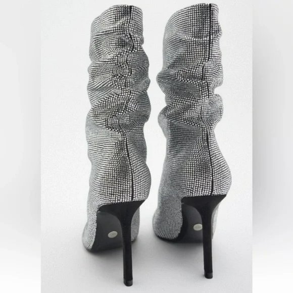 ZARA SPARKLY HIGH HEEL BOOTS - Picture 7 of 9